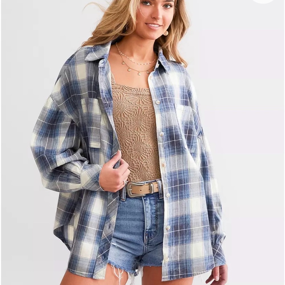 BKE Stylish Blue Plaid Cotton Shirt